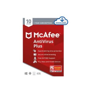 McAfee AntiVirus Protection Plus 2024, 10 Device, Internet Security Software, 1 Year